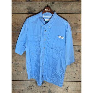 Magellan Outdoors Fish Gear Button-Up Shirt 2XL Blue Short Sleeve Vented Back